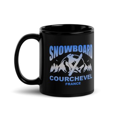 Snowboard Rider Courchevel France Black Coffee Mug