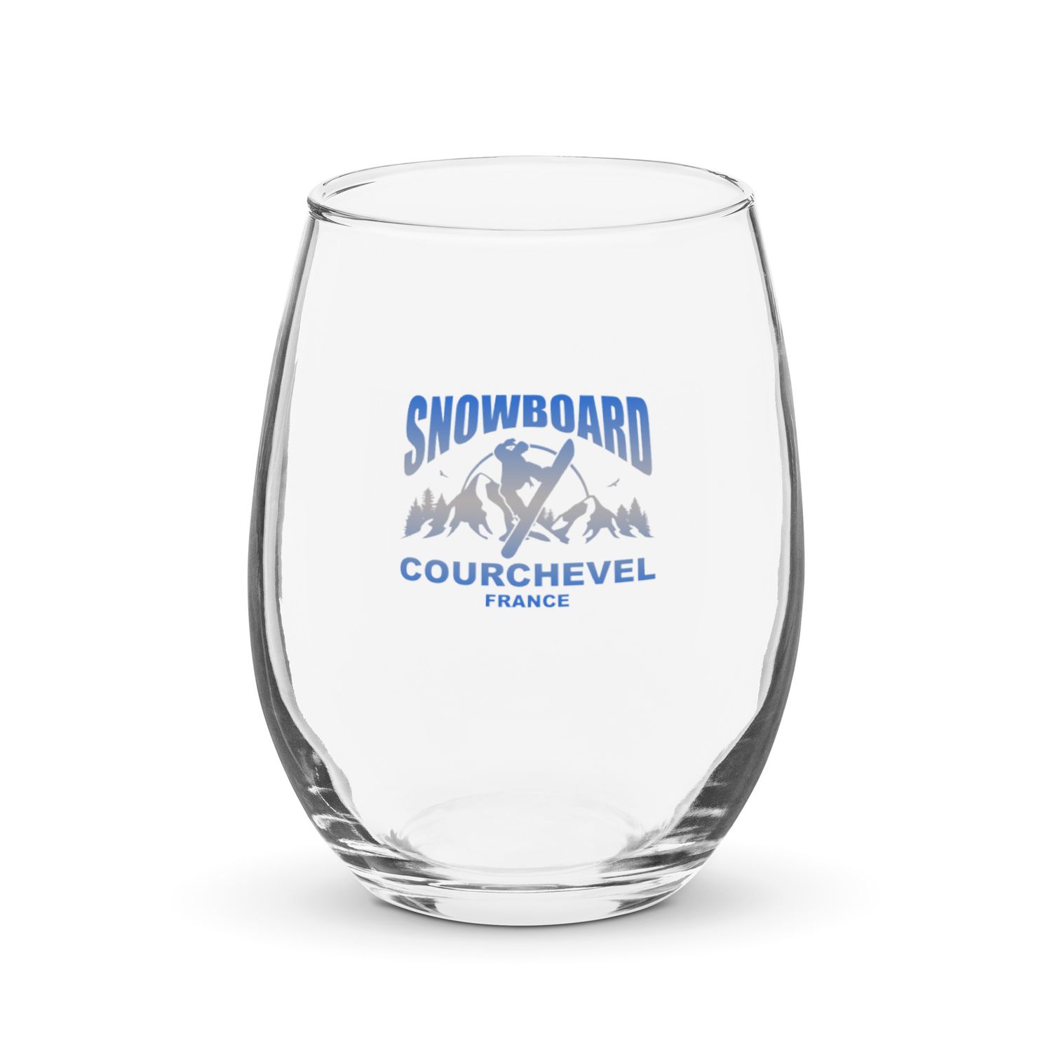 Snowboard Rider Courchevel France Stemless Wine Glass