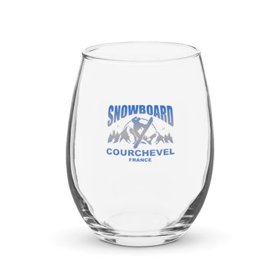 Snowboard Rider Courchevel France Stemless Wine Glass