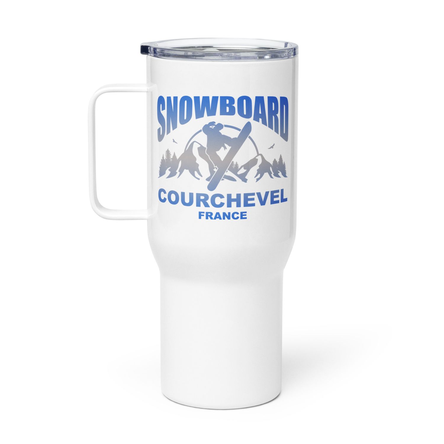 Snowboard Rider Courchevel France Travel Mug with a Handle