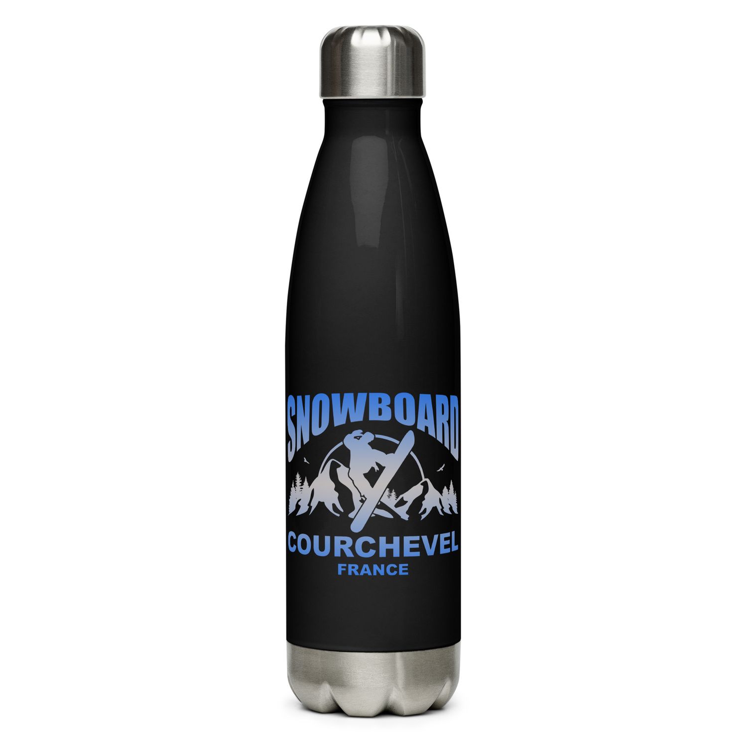 Snowboard Rider Courchevel France Stainless Steel Water Bottle