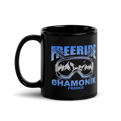 Freeride Skiing Chamonix France Black Coffee Mug