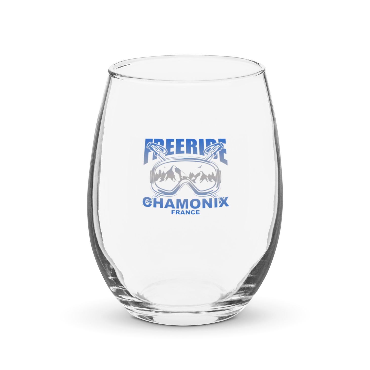 Freeride Skiing Chamonix France Stemless Wine Glass