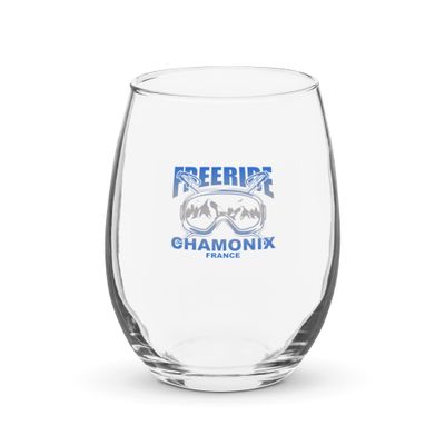 Freeride Skiing Chamonix France Stemless Wine Glass