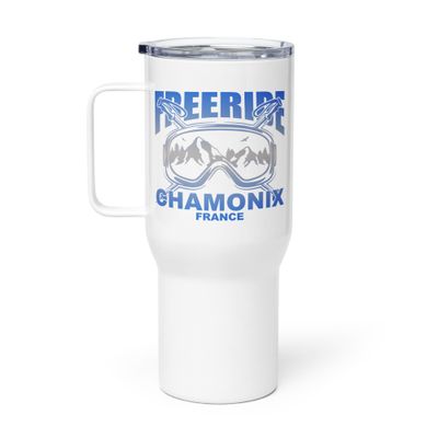 Freeride Skiing Chamonix France Travel Mug with a Handle