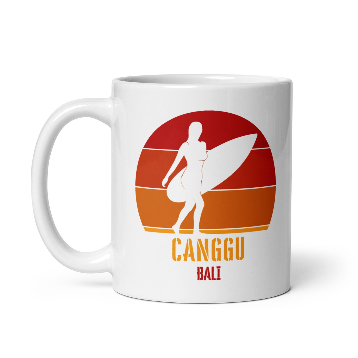 Surfing Canggu Bali, Indonesian Surfer Girl White Coffee Mug