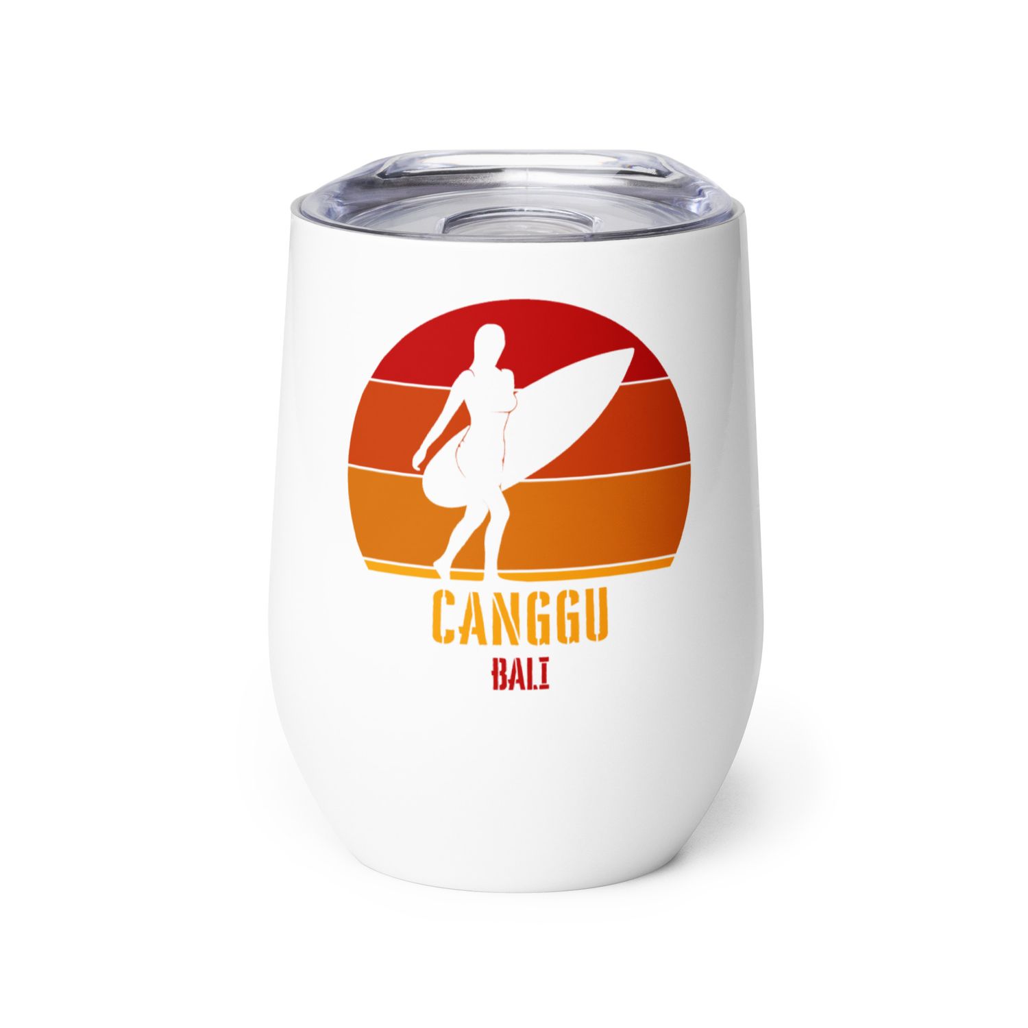 Surfing Canggu Bali, Indonesian Surfer Girl Wine Tumbler
