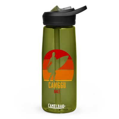 Surfing Canggu Bali, Indonesian Surfer Girl Sports Water Bottle