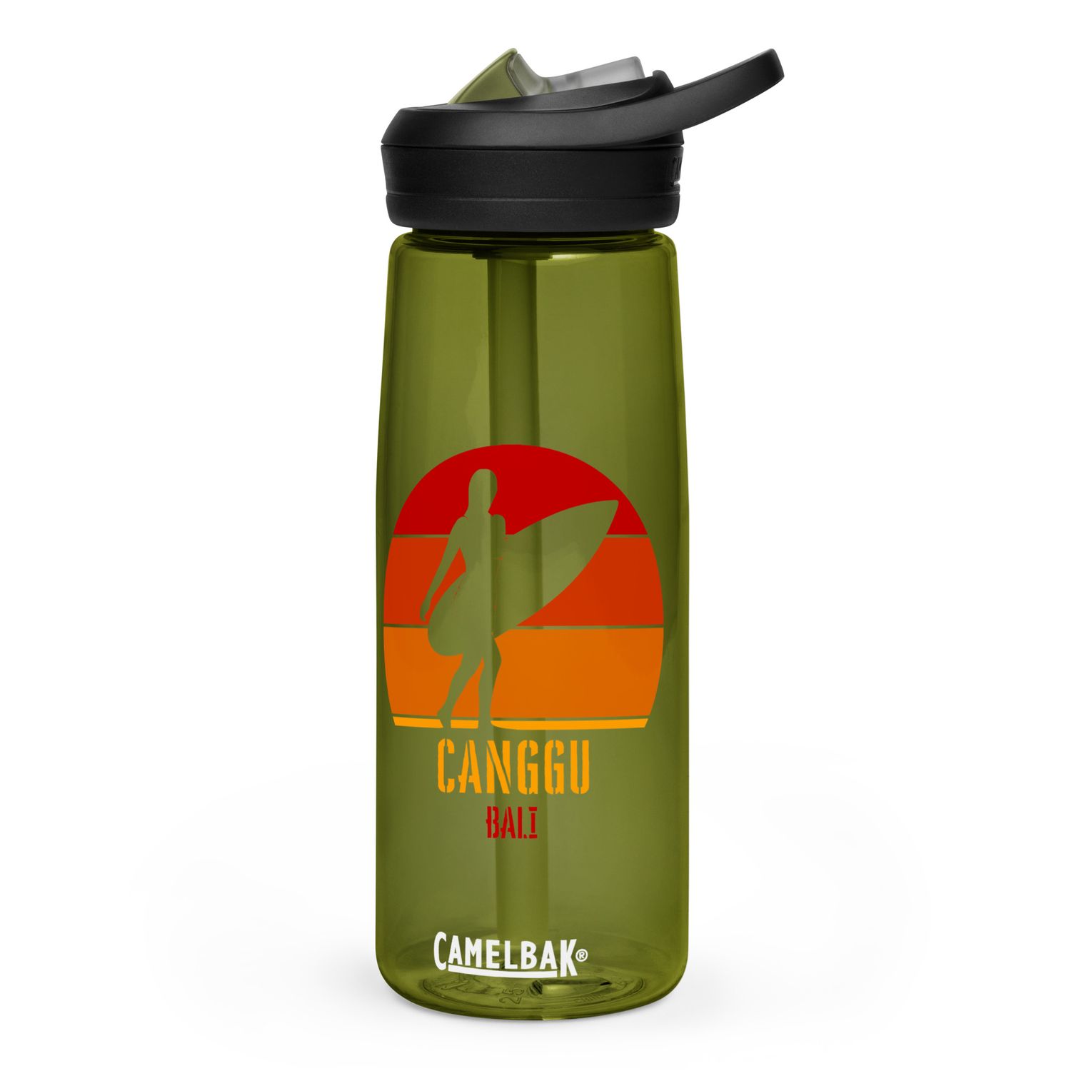 Surfing Canggu Bali, Indonesian Surfer Girl Sports Water Bottle