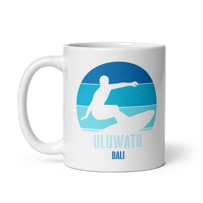 Surfing Uluwatu Bali, Indonesian Surfer White Coffee Mug