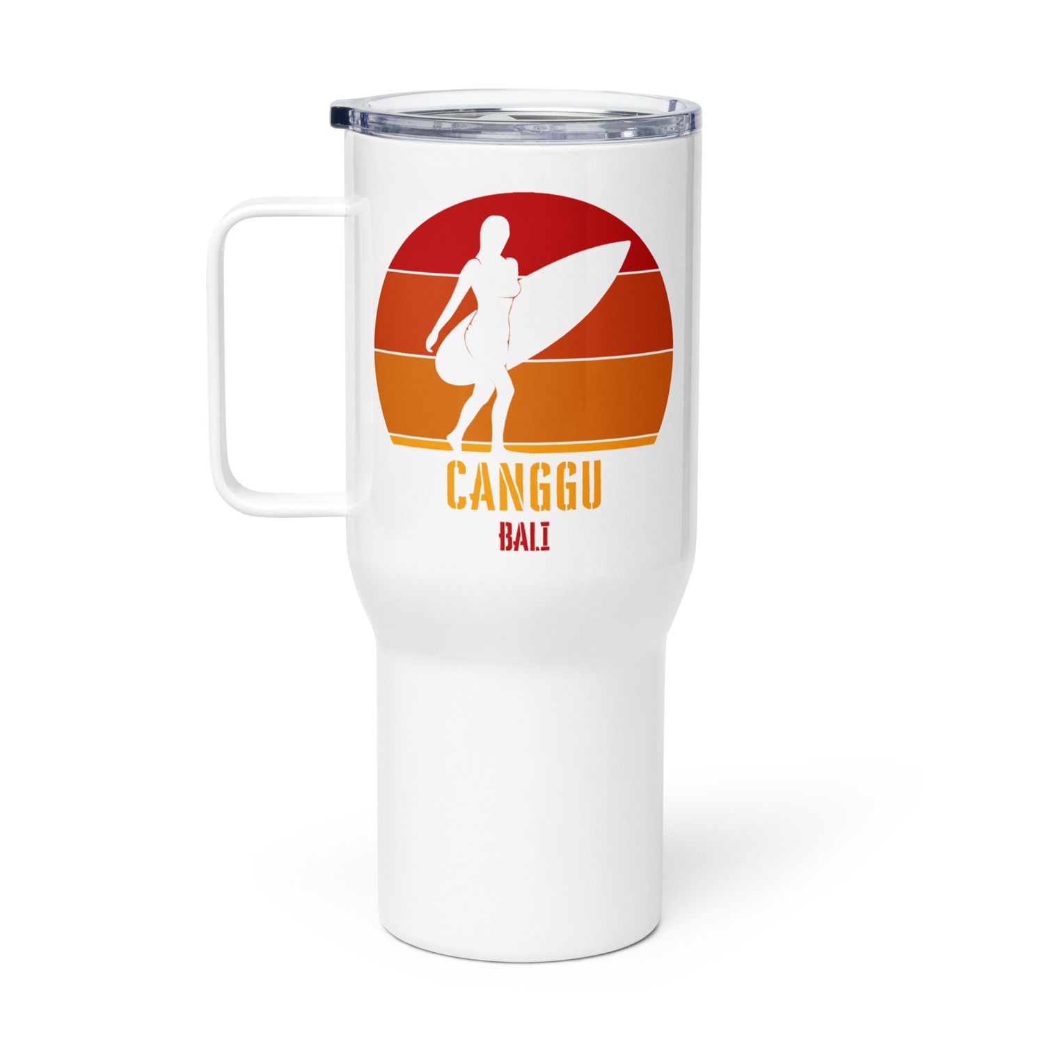 Surfing Canggu Bali, Indonesian Surfer Girl Travel Mug with a Handle