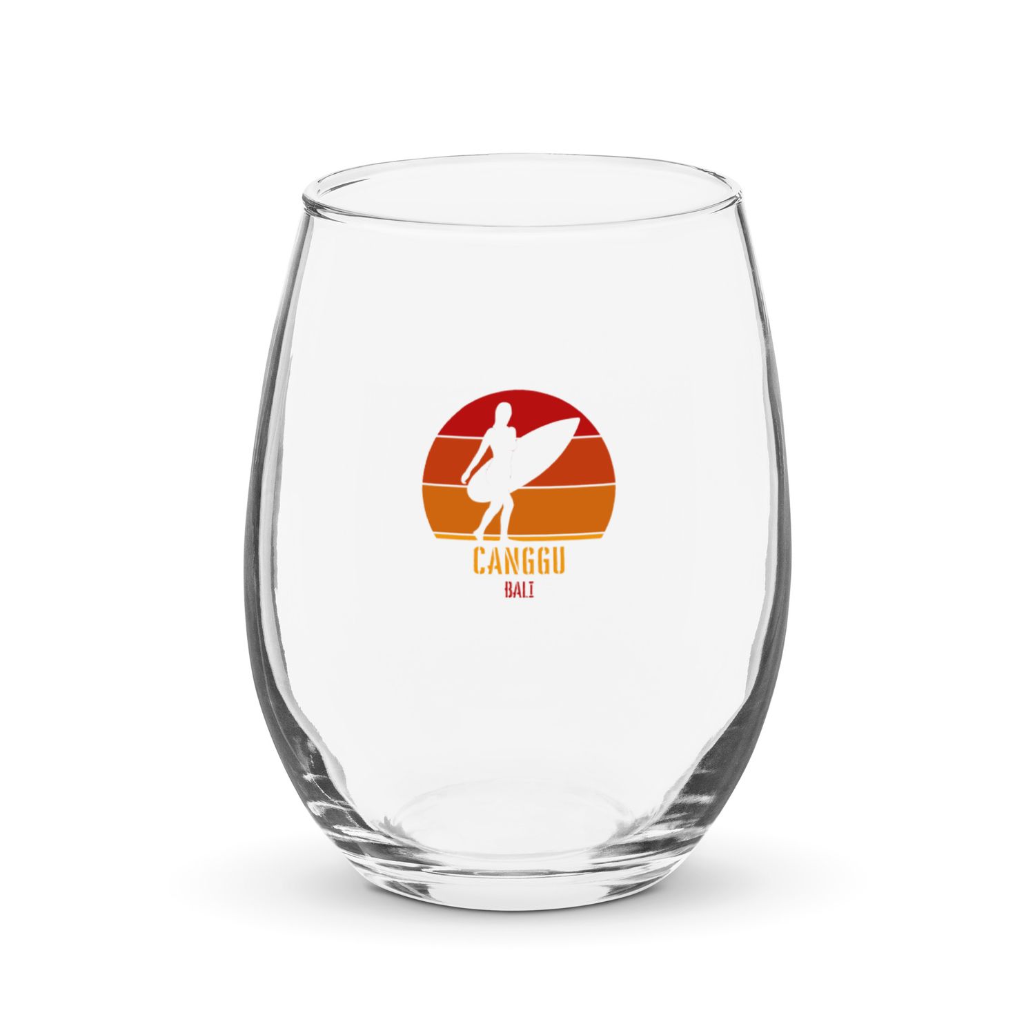 Surfing Canggu Bali, Indonesian Surfer Girl Stemless Wine Glass
