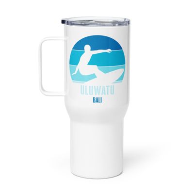 Surfing Uluwatu Bali, Indonesian Surfer Travel Mug with a Handle