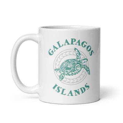 Galapagos Islands Tribal Tattoo Sea Turtle White Coffee Mug