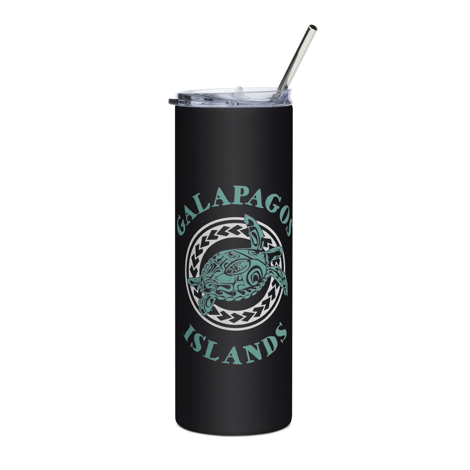 Galapagos Islands Tribal Tattoo Sea Turtle Stainless Steel Tumbler