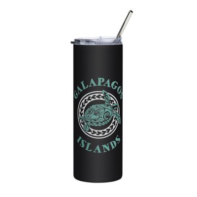 Galapagos Islands Tribal Tattoo Sea Turtle Stainless Steel Tumbler