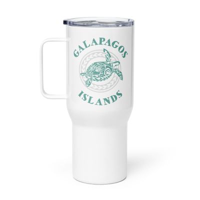 Galapagos Islands Tribal Tattoo Sea Turtle Travel Mug with a Handle