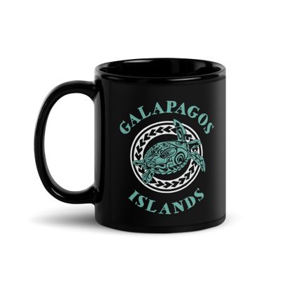 Galapagos Islands Tribal Tattoo Sea Turtle Black Coffee Mug