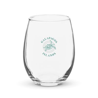 Galapagos Islands Tribal Tattoo Sea Turtle Stemless Wine Glass