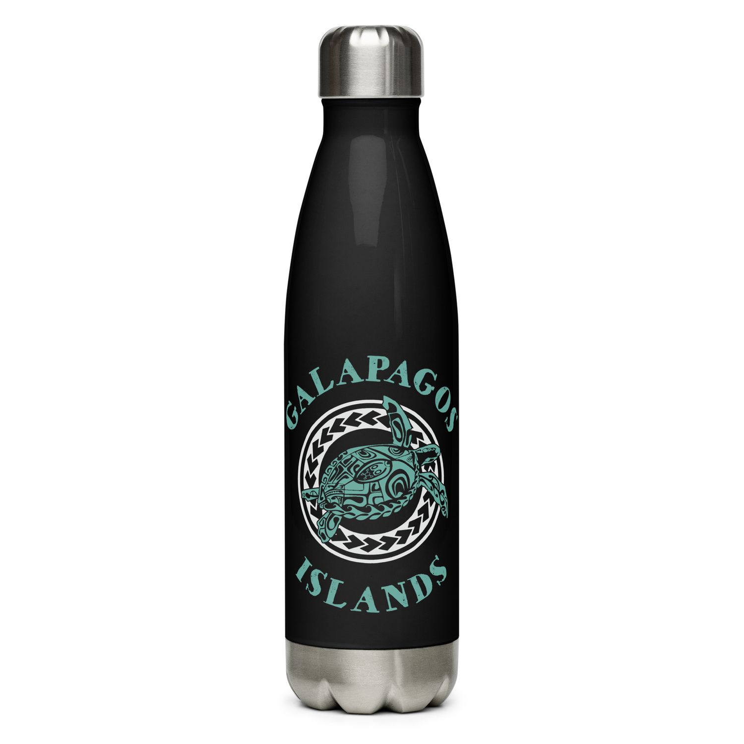 Galapagos Islands Tribal Tattoo Sea Turtle Stainless Steel Water Bottle