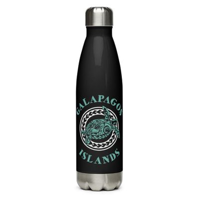Galapagos Islands Tribal Tattoo Sea Turtle Stainless Steel Water Bottle