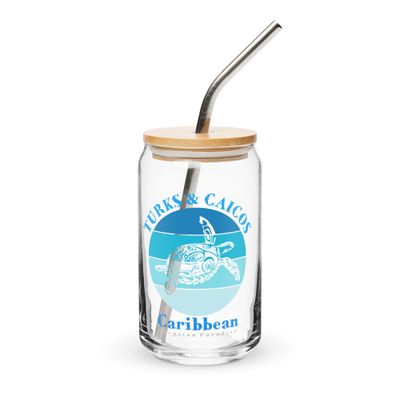 Sea Turtle Turks and Caicos Ocean Can-Shaped Glass