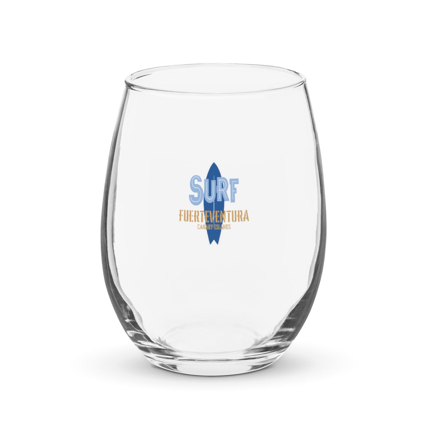 Surf Fuerteventura, Surfing Fuerteventura in the Canary Islands, Surfboard Stemless Wine Glass