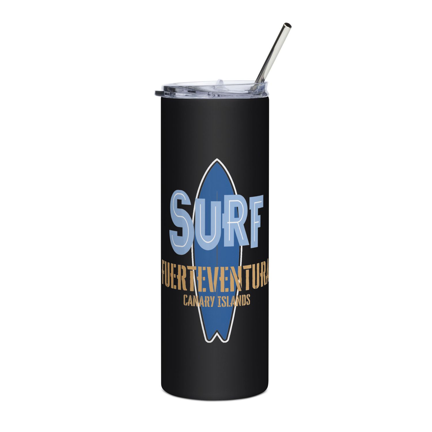 Surf Fuerteventura, Surfing Fuerteventura in the Canary Islands, Surfboard Stainless Steel Tumbler