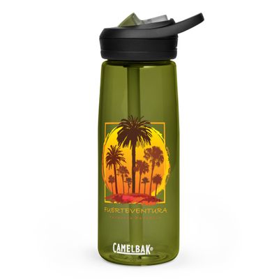 Fuerteventura Sunset Palms, Tourist Vacation Sports Water Bottle