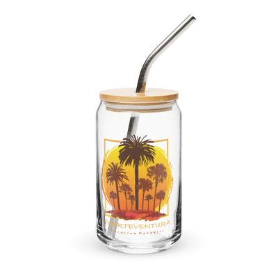 Fuerteventura Sunset Palms Canary Islands Can-Shaped Glass