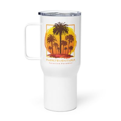 Fuerteventura Sunset Palms, Tourist Vacation Travel Mug with a Handle