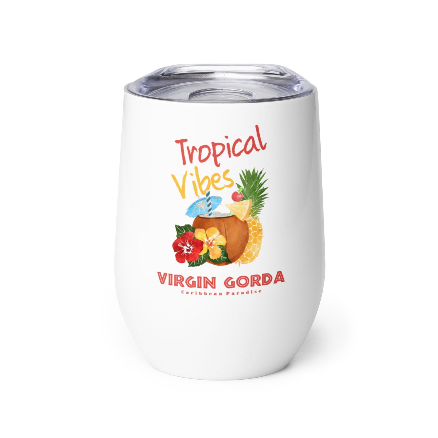 Virgin Gorda Tropical Vibes, Tourist Vacation Wine Tumbler