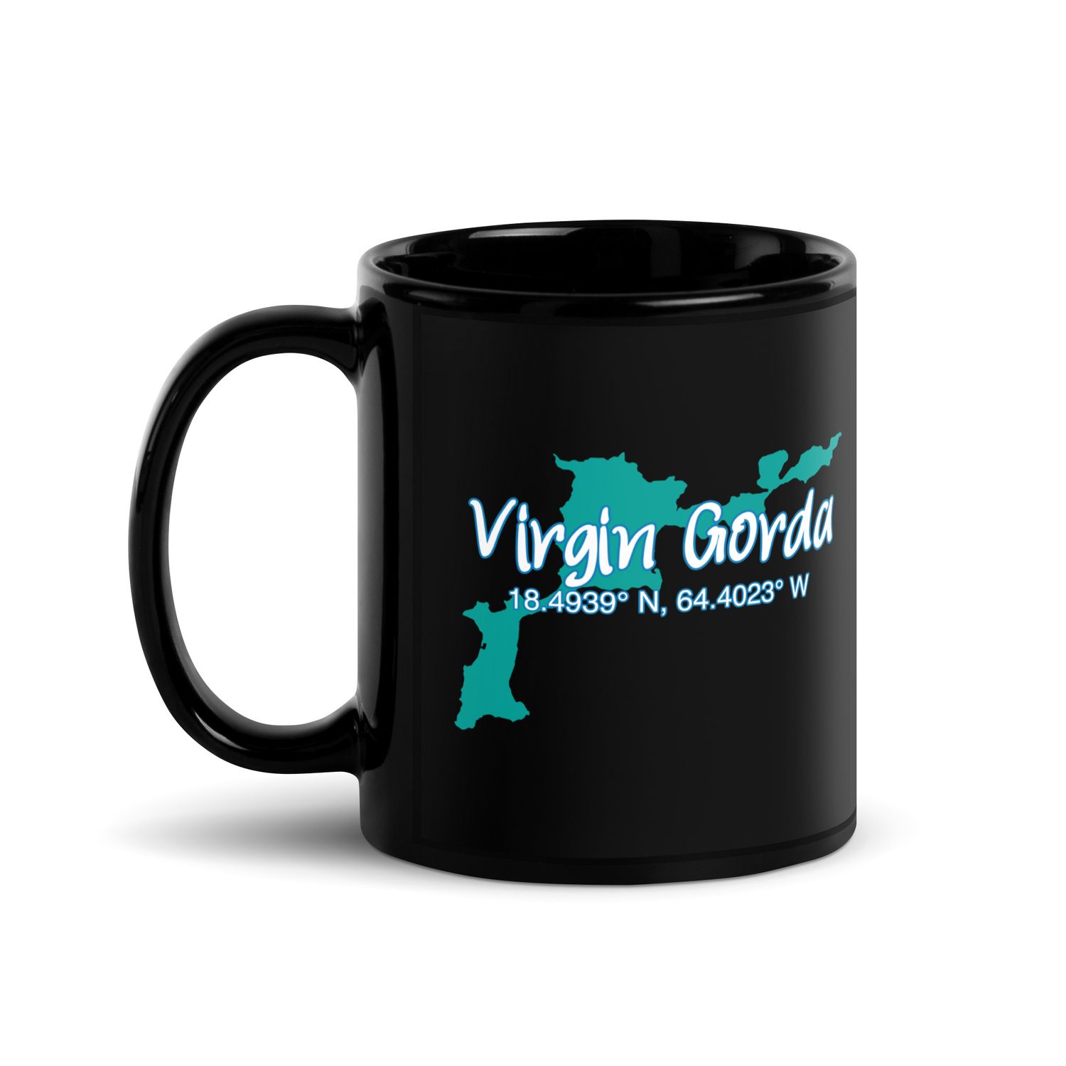 Virgin Gorda Island Coordinates, Tourist Vacation Black Coffee Mug