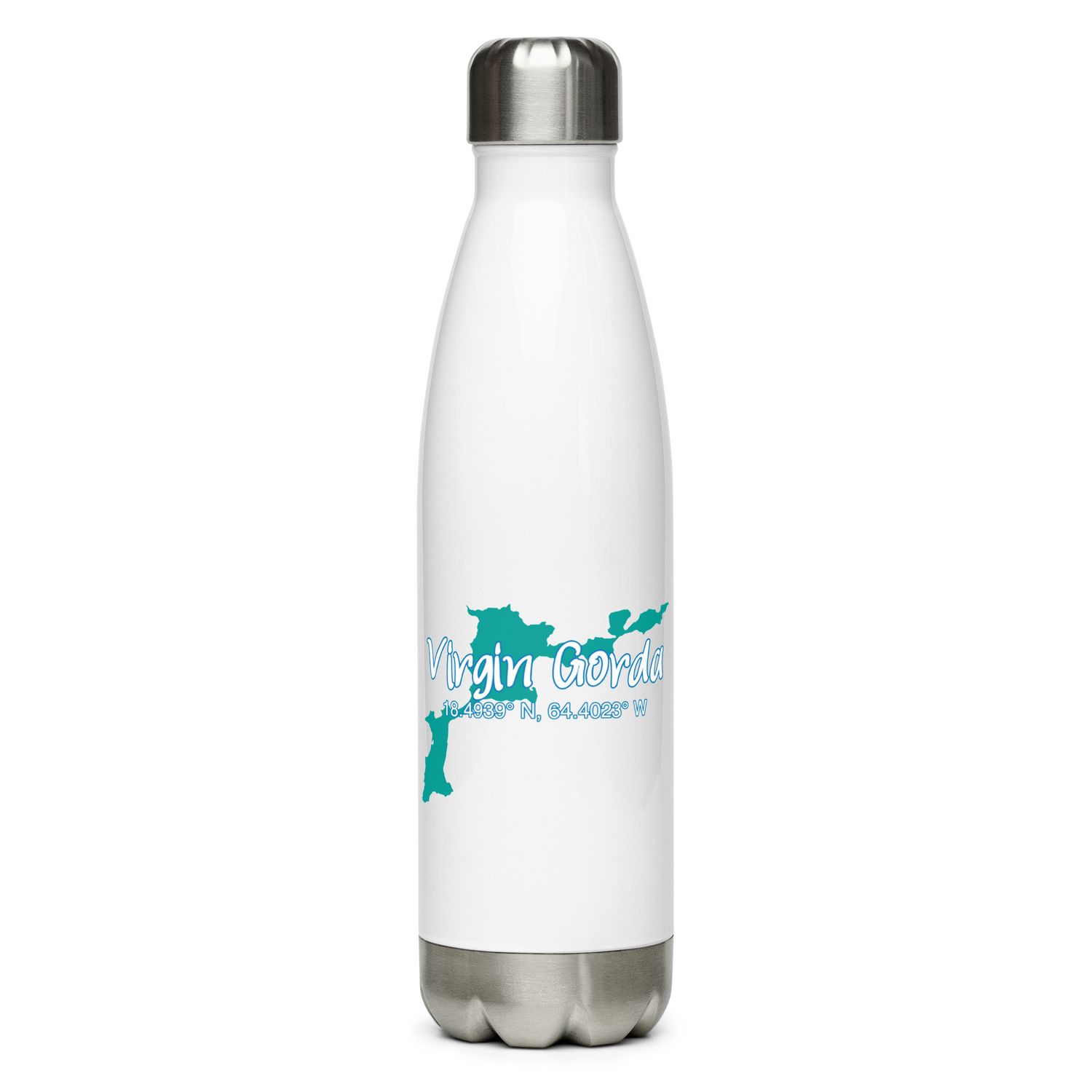 Virgin Gorda Island Coordinates, Tourist Vacation Stainless Steel Water Bottle