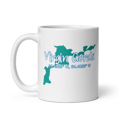 Virgin Gorda Island Coordinates, Tourist Vacation White Coffee Mug