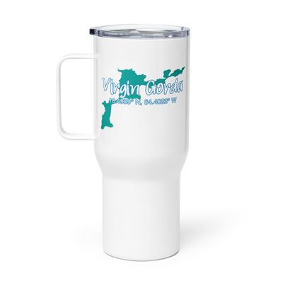 Virgin Gorda Island Coordinates, Tourist Vacation Travel Mug with a Handle