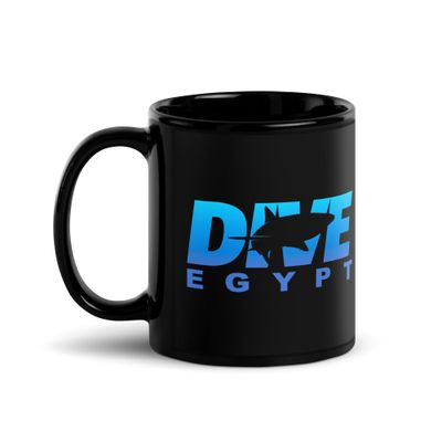 Dive Egypt with Shark, Scuba Diving in Egypt Black Coffee Mug