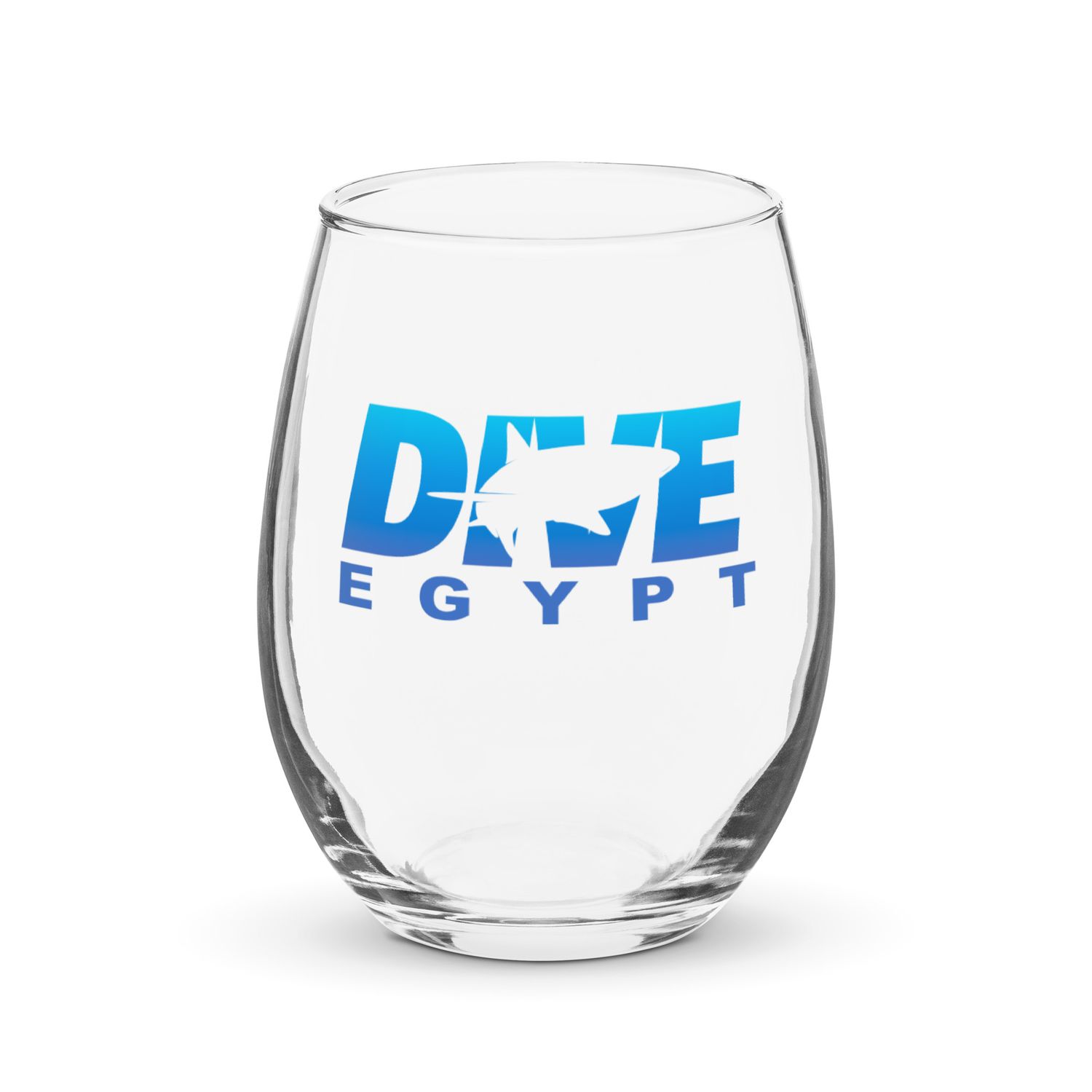 Dive Egypt with Shark, Scuba Diving in Egypt Stemless Wine Glass