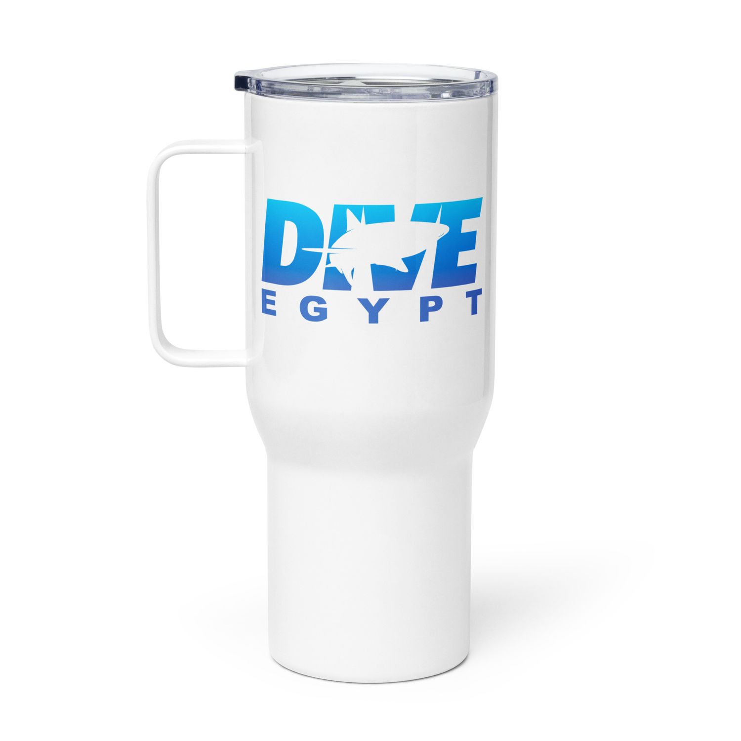 Dive Egypt with Shark, Scuba Diving in Egypt Travel Mug with a Handle