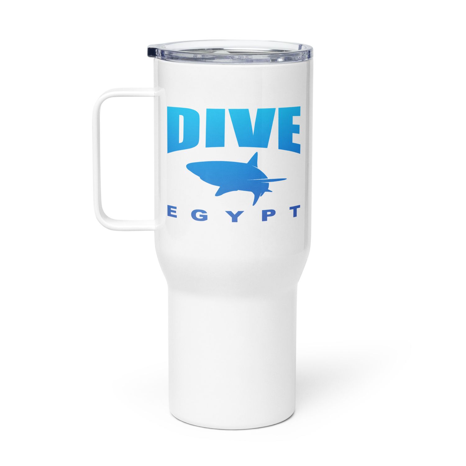 Dive Egypt with Shark, Scuba Diving in Egypt with Sharks Travel Mug with a Handle