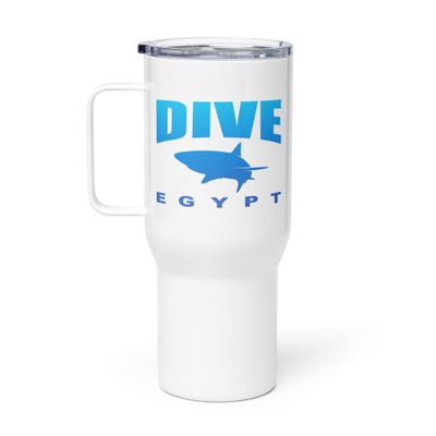 Dive Egypt with Shark, Scuba Diving in Egypt with Sharks Travel Mug with a Handle