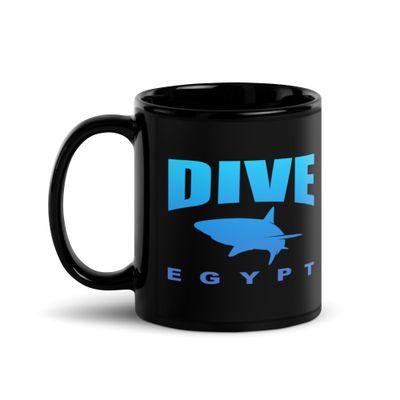 Dive Egypt with Shark, Scuba Diving in Egypt with Sharks Black Coffee Mug