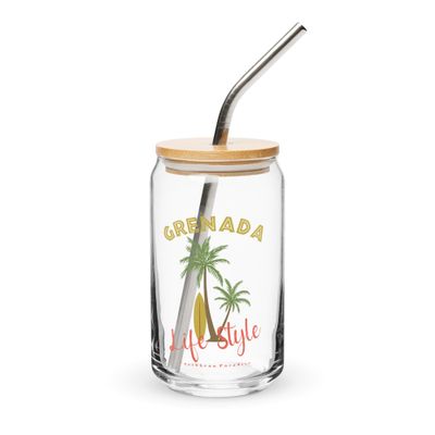 Grenada Tropical Life Style, Tourist Vacation Can-Shaped Glass
