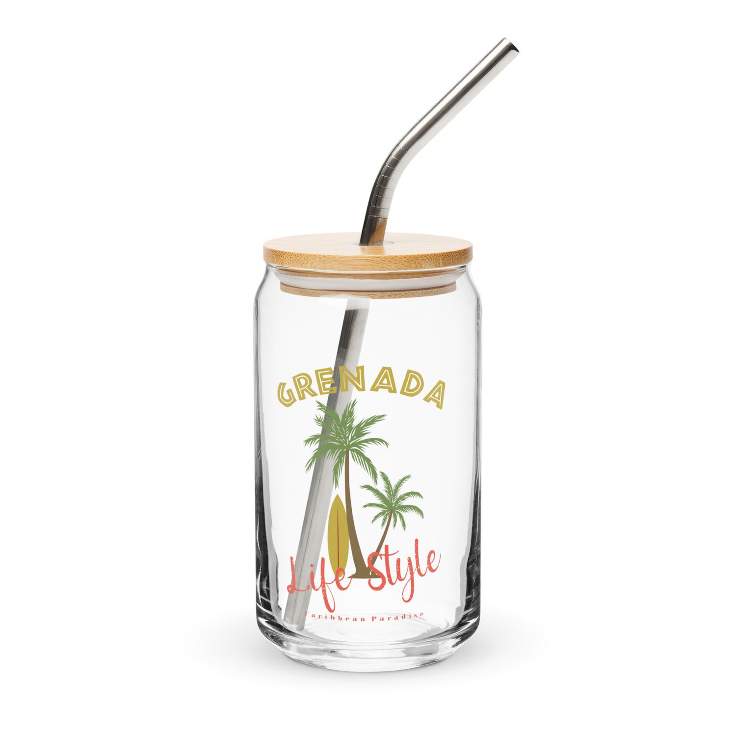 Grenada Tropical Life Style, Tourist Vacation Can-Shaped Glass