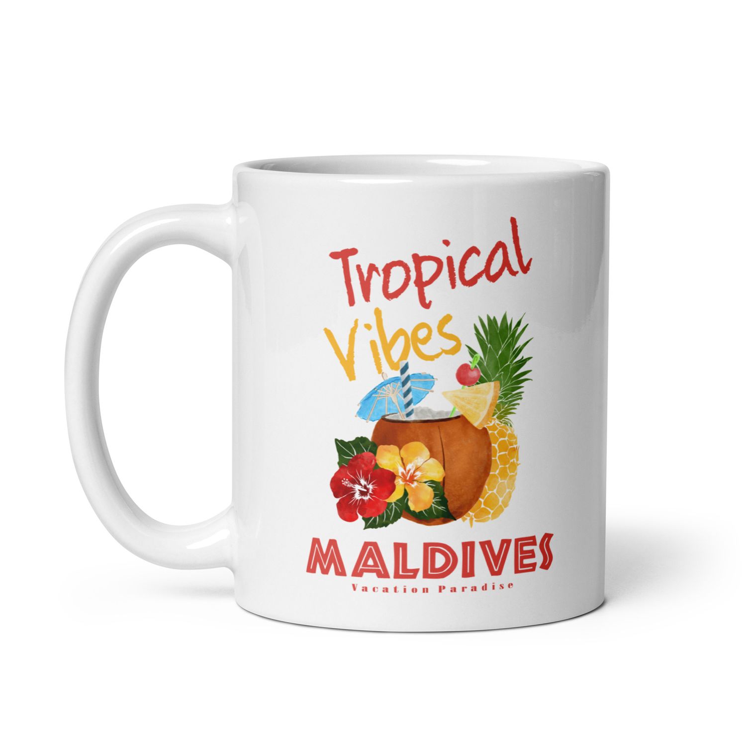 Maldives Tropical Vibes, Tourist Vacation White Coffee Mug