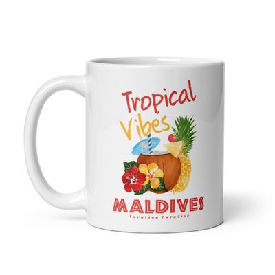 Maldives Tropical Vibes, Tourist Vacation White Coffee Mug