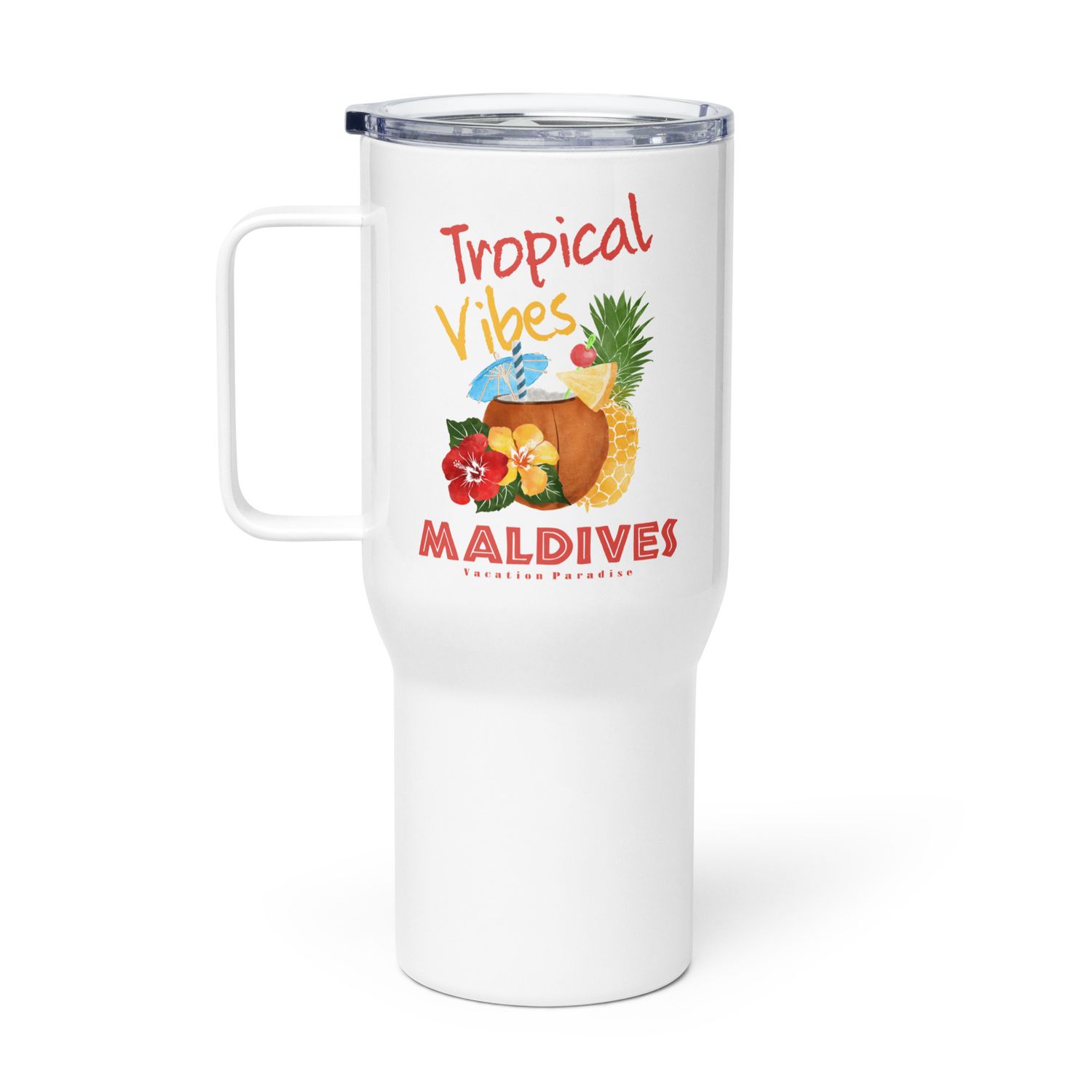 Maldives Tropical Vibes, Tourist Vacation Travel Mug with a Handle