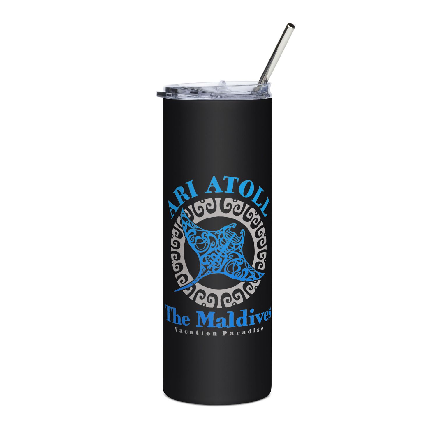 Manta Ray Ari Atoll Maldives Tribal Tattoo Stainless Steel Tumbler