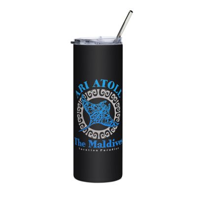 Manta Ray Ari Atoll Maldives Tribal Tattoo Stainless Steel Tumbler