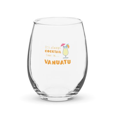 Its Always Cocktail Time in Vanuatu, Tropical Cocktail Vibes Stemless Wine Glass